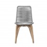Island Outdoor Patio Eucalyptus Wood Dining Chair in Light Finish with Silver Rope - Front