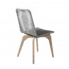 Island Outdoor Patio Eucalyptus Wood Dining Chair in Light Finish with Silver Rope - Back Angle