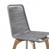 Island Outdoor Patio Eucalyptus Wood Dining Chair in Light Finish with Silver Rope - Seat Close-Up