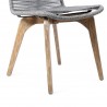 Island Outdoor Patio Eucalyptus Wood Dining Chair in Light Finish with Silver Rope - Seat Close-Up