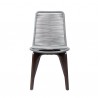 Armen Living Island Outdoor Dark Eucalyptus Wood And Silver Rope Dining Chairs 5