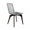 Armen Living Island Outdoor Dark Eucalyptus Wood And Silver Rope Dining Chairs 4