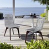 Armen Living Island Outdoor Dark Eucalyptus Wood And Silver Rope Dining Chairs 1