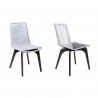 Island Outdoor Patio Eucalyptus Wood Dining Chair in Dark Finish with Silver Rope - Set of 2