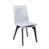 Island Outdoor Patio Eucalyptus Wood Dining Chair in Dark Finish with Silver Rope - Angled