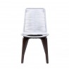 Island Outdoor Patio Eucalyptus Wood Dining Chair in Dark Finish with Silver Rope - Front