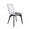 Island Outdoor Patio Eucalyptus Wood Dining Chair in Dark Finish with Silver Rope - Back Angle