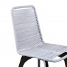 Island Outdoor Patio Eucalyptus Wood Dining Chair in Dark Finish with Silver Rope - Close-Up