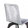 Island Outdoor Patio Eucalyptus Wood Dining Chair in Dark Finish with Silver Rope - Back Close-Up