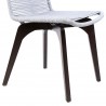 Island Outdoor Patio Eucalyptus Wood Dining Chair in Dark Finish with Silver Rope - Seat Close-Up