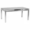 Armen Living Ivan Extension Dining Table in Brushed Stainless Steel and Gray Tempered Glass Top - Angled - Armen Living Ivan Extension Dining Table in Brushed Stainless Steel and Gray Tempered Glass Top - Angled