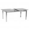 Armen Living Ivan Extension Dining Table in Brushed Stainless Steel and Gray Tempered Glass Top - Extended