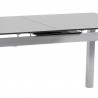 Armen Living Ivan Extension Dining Table in Brushed Stainless Steel and Gray Tempered Glass Top - Close-Up