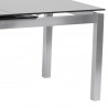 Armen Living Ivan Extension Dining Table in Brushed Stainless Steel and Gray Tempered Glass Top - Leg Close-Up