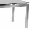 Armen Living Ivan Extension Dining Table in Brushed Stainless Steel and Gray Tempered Glass Top - Leg Close-Up - Armen Living Ivan Extension Dining Table in Brushed Stainless Steel and Gray Tempered Glass Top - Leg Close-Up