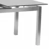 Armen Living Ivan Extension Dining Table in Brushed Stainless Steel and Gray Tempered Glass Top - Close-up - Armen Living Ivan Extension Dining Table in Brushed Stainless Steel and Gray Tempered Glass Top - Close-up