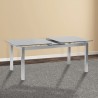 Armen Living Ivan Extension Dining Table in Brushed Stainless Steel and Gray Tempered Glass Top - Lifestyle
