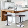 Armen Living Java Barstool in Chrome finish with Walnut wood and Black Faux Leather Set