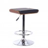 Armen Living Java Barstool in Chrome finish with Walnut wood and Black Faux Leather Front