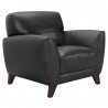 Jedd Contemporary Chair in Genuine Black Leather with Brown Wood Legs - Angled