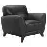 Jedd Contemporary Chair in Genuine Black Leather with Brown Wood Legs - Angled - Jedd Contemporary Chair in Genuine Black Leather with Brown Wood Legs - Angled