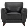 Jedd Contemporary Chair in Genuine Black Leather with Brown Wood Legs - Front
