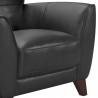 Jedd Contemporary Chair in Genuine Black Leather with Brown Wood Legs - Leg Close-Up