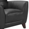 Jedd Contemporary Chair in Genuine Black Leather with Brown Wood Legs - Leg Close-Up - Jedd Contemporary Chair in Genuine Black Leather with Brown Wood Legs - Leg Close-Up