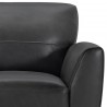 Jedd Contemporary Chair in Genuine Black Leather with Brown Wood Legs - Arm Close-Up