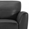 Jedd Contemporary Chair in Genuine Black Leather with Brown Wood Legs - Arm Close-Up - Jedd Contemporary Chair in Genuine Black Leather with Brown Wood Legs - Arm Close-Up