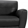 Armen Living Jedd Contemporary Loveseat in Genuine Black Leather with Brown Wood Legs - Arm Close-Up