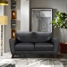 Armen Living Jedd Contemporary Loveseat in Genuine Black Leather with Brown Wood Legs - Lifestyle