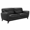 Jedd Contemporary Sofa in Genuine Black Leather with Brown Wood Legs - Angled - Jedd Contemporary Sofa in Genuine Black Leather with Brown Wood Legs - Angled