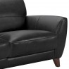 Jedd Contemporary Sofa in Genuine Black Leather with Brown Wood Legs - Leg Close-Up