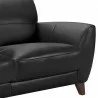 Jedd Contemporary Sofa in Genuine Black Leather with Brown Wood Legs - Leg Close-Up - Jedd Contemporary Sofa in Genuine Black Leather with Brown Wood Legs - Leg Close-Up