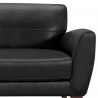 Jedd Contemporary Sofa in Genuine Black Leather with Brown Wood Legs - Arm Close-Up