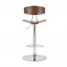 Armen Living Jett Adjustable Walnut and Chrome Bar Stool Front