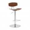 Armen Living Jett Adjustable Walnut and Chrome Bar Stool Side