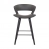 Armen Living Jagger Modern 26" Black Wood and Grey Faux Leather Counter Height Barstool Front
