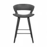 Armen Living Jagger Modern 26" Black Wood and Grey Faux Leather Counter Height Barstool Front - Armen Living Jagger Modern 26" Black Wood and Grey Faux Leather Counter Height Barstool Front