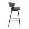Armen Living Jagger Modern 26" Black Wood and Grey Faux Leather Counter Height Barstool Side