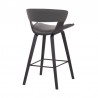 Armen Living Jagger Modern 26" Black Wood and Grey Faux Leather Counter Height Barstool Back Angle