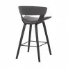 Armen Living Jagger Modern 26" Black Wood and Grey Faux Leather Counter Height Barstool Back Angle - Armen Living Jagger Modern 26" Black Wood and Grey Faux Leather Counter Height Barstool Back Angle