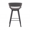 Armen Living Jagger Modern 26" Black Wood and Grey Faux Leather Counter Height Barstool Back