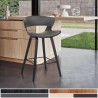 Armen Living Jagger Modern 26" Black Wood and Grey Faux Leather Counter Height Barstool