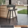Armen Living Jagger Modern 26" Black Wood and Grey Faux Leather Counter Height Barstool - Armen Living Jagger Modern 26" Black Wood and Grey Faux Leather Counter Height Barstool