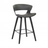 Armen Living Jagger Modern 26" Black Wood and Grey Faux Leather Counter Height Barstool Side