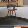 Armen Living Jagger Modern 26" Wood and Faux Leather Counter Height Barstool