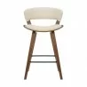 Armen Living Jagger Modern 26" Wood and Cream Faux Leather Counter Height Barstool  Front - Armen Living Jagger Modern 26" Wood and Cream Faux Leather Counter Height Barstool  Front
