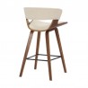 Armen Living Jagger Modern 26" Wood and Cream Faux Leather Counter Height Barstool Side